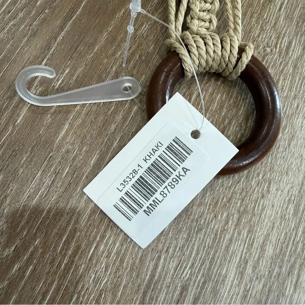S O L D : Macrame Woven Rattan Straw Rope Braid Waist Belt O-Ring Wooden Buckle - Picture 11 of 15